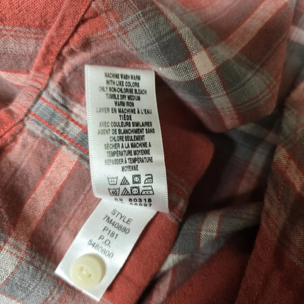 Lucky Brand Shirt Mens 2XL Red Plaid Western Pearl Snap Button Short Sleeve - Picture 11 of 11